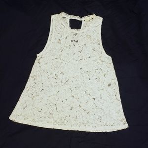 Anthropologie Floral lace crochet tank top